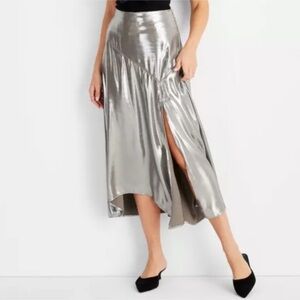 Sleek Asymmetrical Silver Skirt